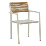 Τραπεζαρία Savor-Kliton σετ 5τεμ λευκό αλουμίνιο και rattan σε φυσικό χρώμα 80x80x74εκ - Image 2
