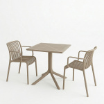 Τραπεζαρία Groovy Zoi σετ 3τεμ cappuccino PP 60x60x76εκ