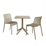 Τραπεζαρία Groovy Zoi σετ 3τεμ cappuccino PP 60x60x76εκ