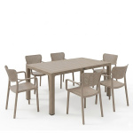 Τραπεζαρία Explore-Frontline σετ 7τεμ PP cappuccino 150x90x73,5εκ.