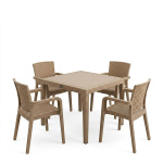 Τραπεζαρία Explore-Halcyon σετ 5τεμ PP cappuccino 90x90x73,5εκ