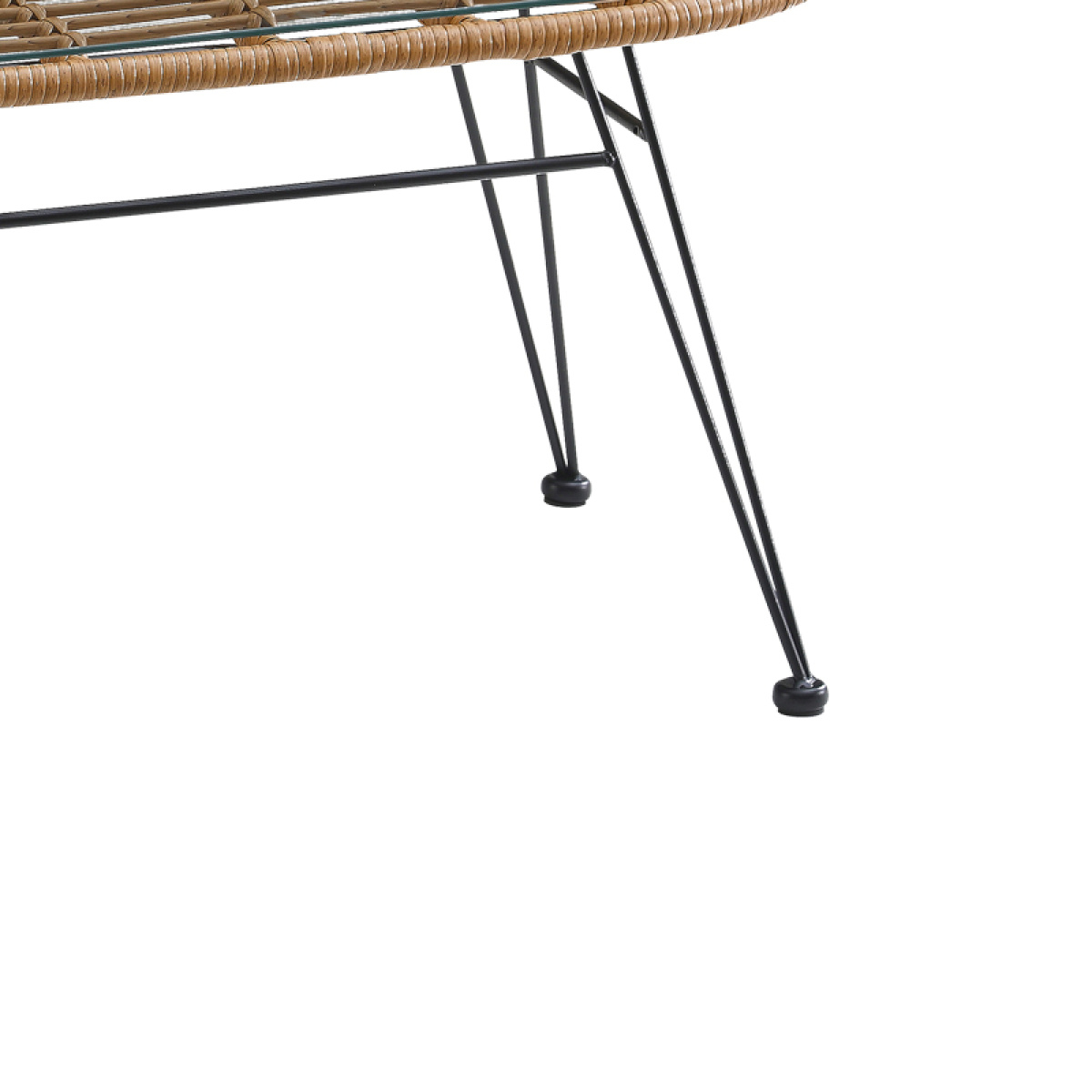 Τραπέζι Naoki μαύρο μέταλλο-pe φυσικό-γυαλί 100x45x46εκ - Image 3