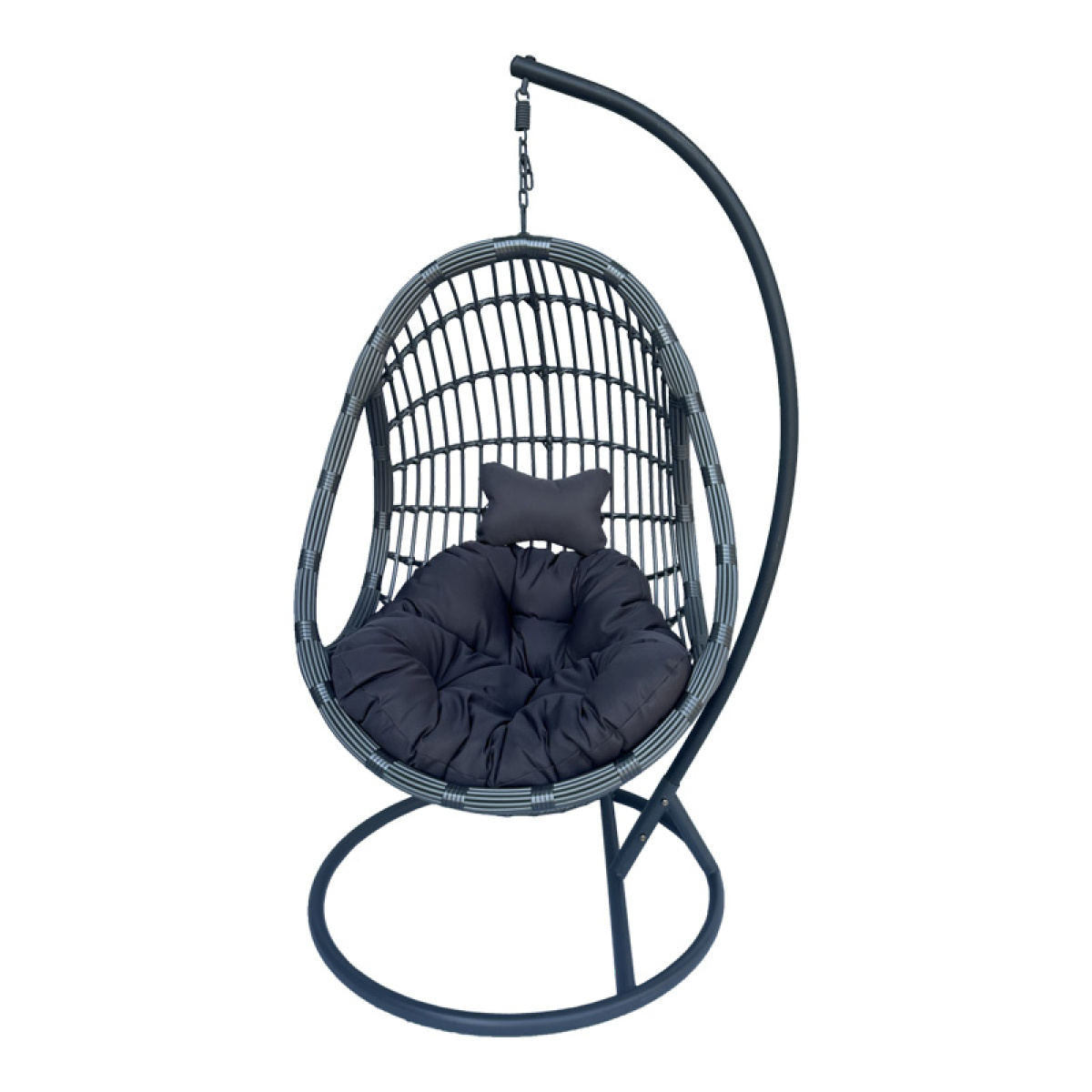 Κούνια φωλιά με βάση Cungo μέταλλο ανθρακί pe rattan σε γκρι απόχρωση 125x105x195εκ - Image 2