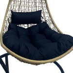 Κούνια φωλιά με βάση Soleil μέταλλο μαύρο- pe rattan φυσικό με μαύρο μαξιλάρι 120x95x195εκ - Image 3