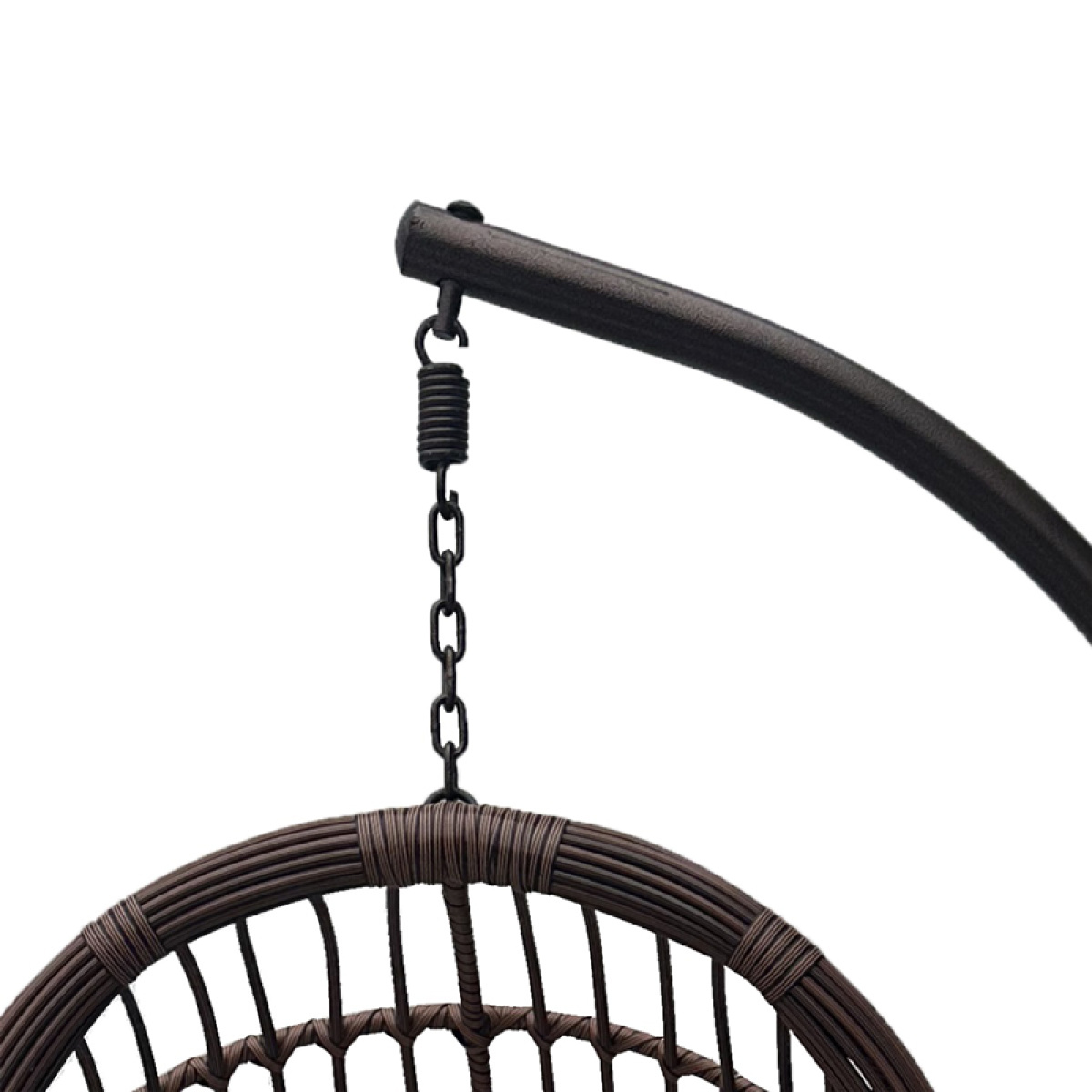 Κούνια φωλιά με βάση Cungo μέταλλο καφέ- pe rattan καφέ με μπεζ μαξιλάρι 125x105x195εκ - Image 2