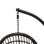 Κούνια φωλιά με βάση Cungo μέταλλο καφέ- pe rattan καφέ με μπεζ μαξιλάρι 125x105x195εκ - Image 2