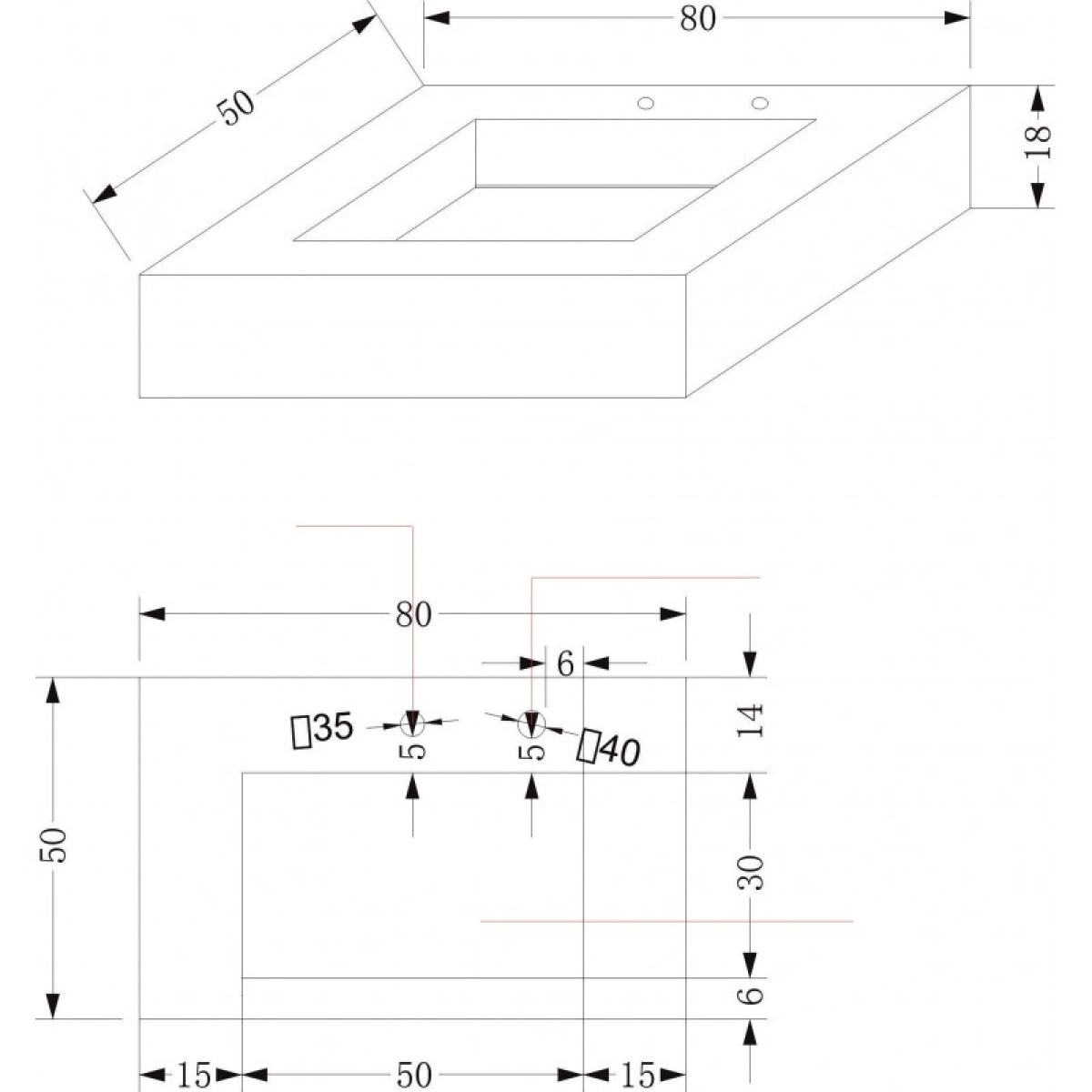 Νιπτήρας «PIETRA» ICL 12049/80W - Image 2