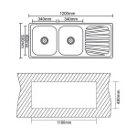 Νεροχύτης κουζίνας αλπακά ICK 12050SSR - Image 3