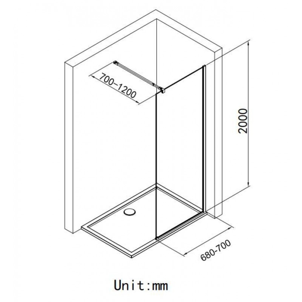 Σταθερό διαχωριστικό CRISTINA 70*200 125TR-70 - Image 3