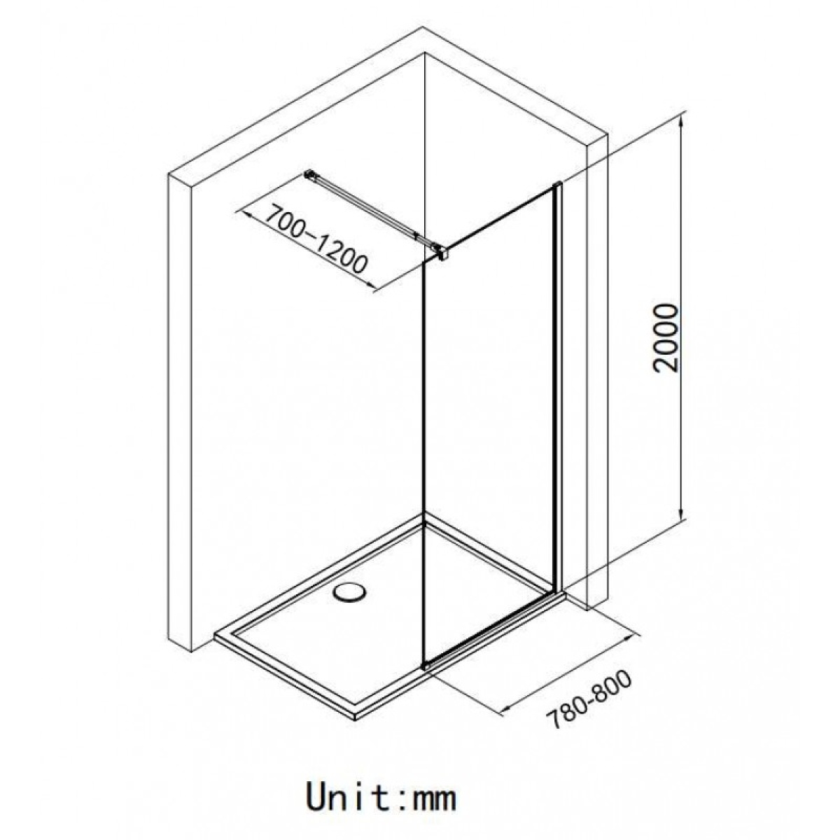 Σταθερό διαχωριστικό CRISTINA 80*200 125TR-80 - Image 3