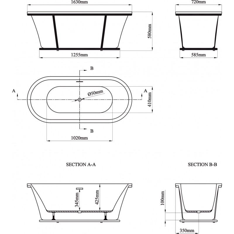 1901MW-800x800-1 Μπανιέρα ICSH LB1901MW - Image 1