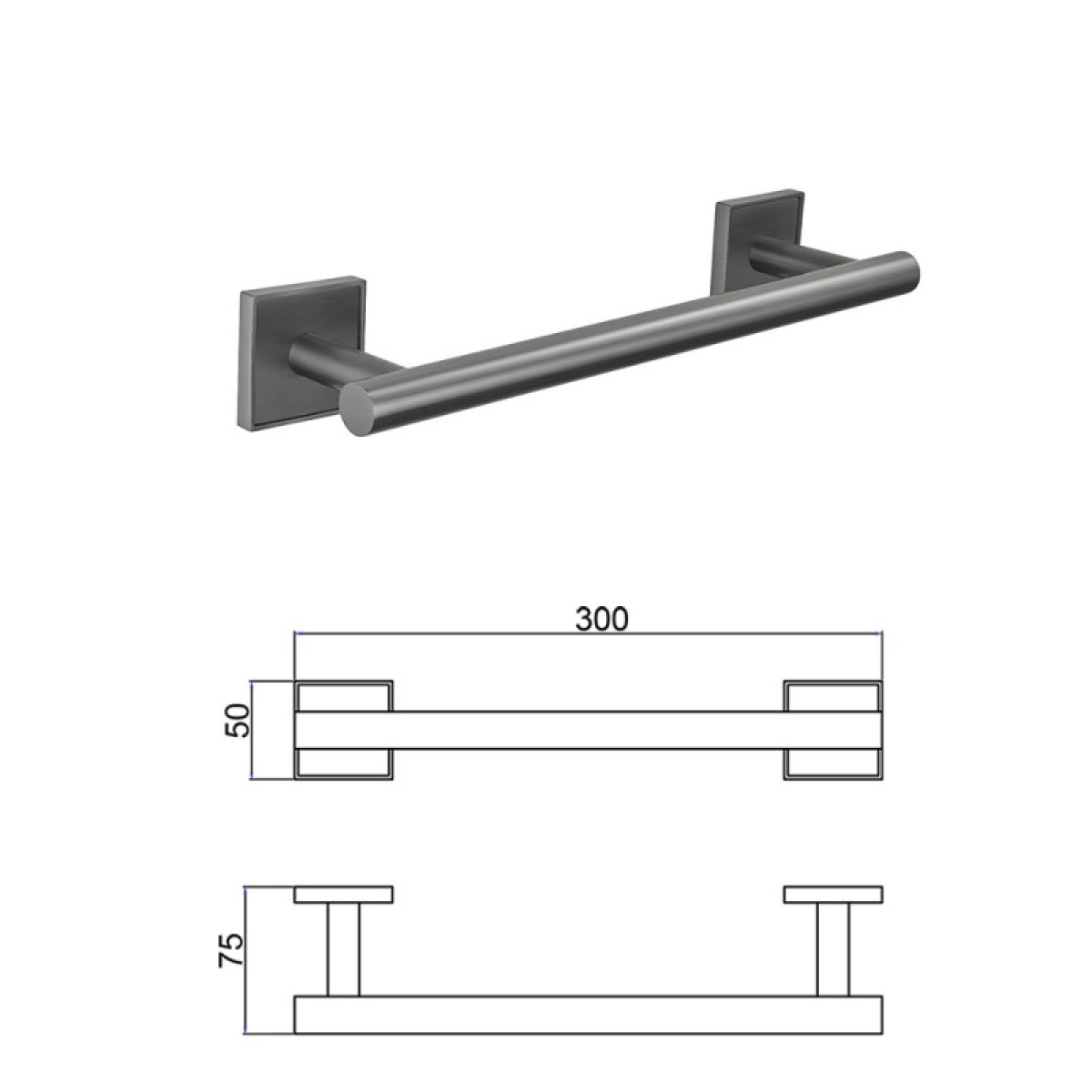 MODENA GUN GREY βάση για πετσέτα 30cm 3824GG - Image 2