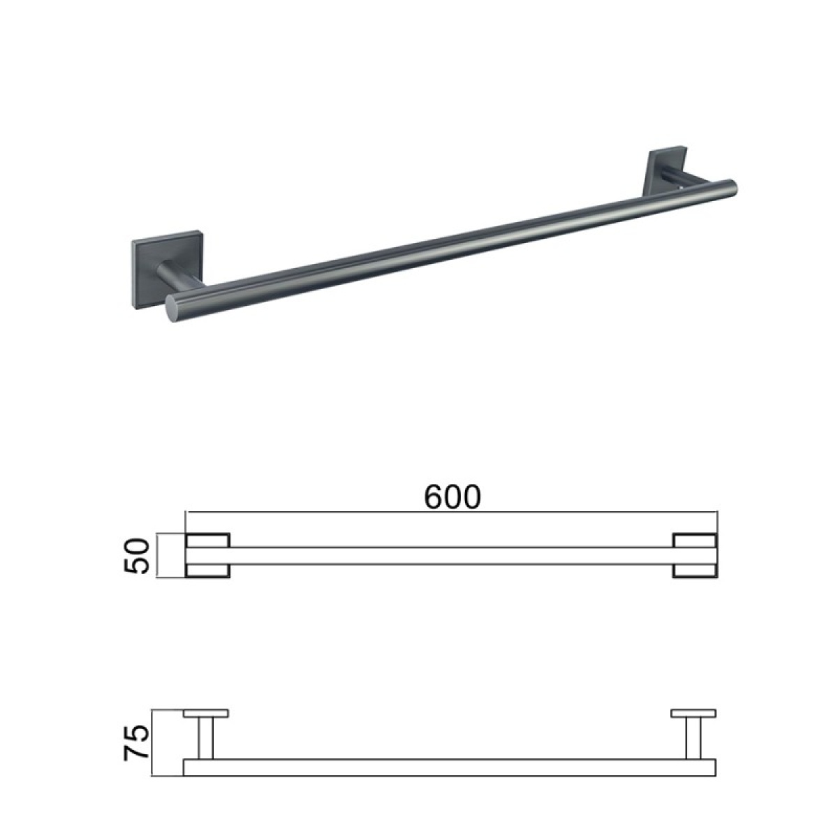 MODENA GUN GREY βάση για πετσέτα 60cm 3825GG - Image 2