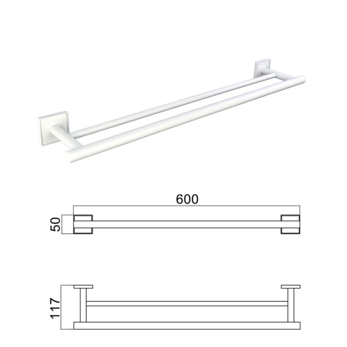 MODENA WHITE MATT διπλή πετσετοθήκη 3848WM - Image 3