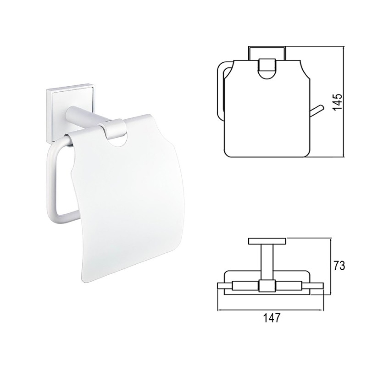 MODENA WHITE MATT χαρτοθήκη τουαλέτας με καπάκι 3851WM - Image 2