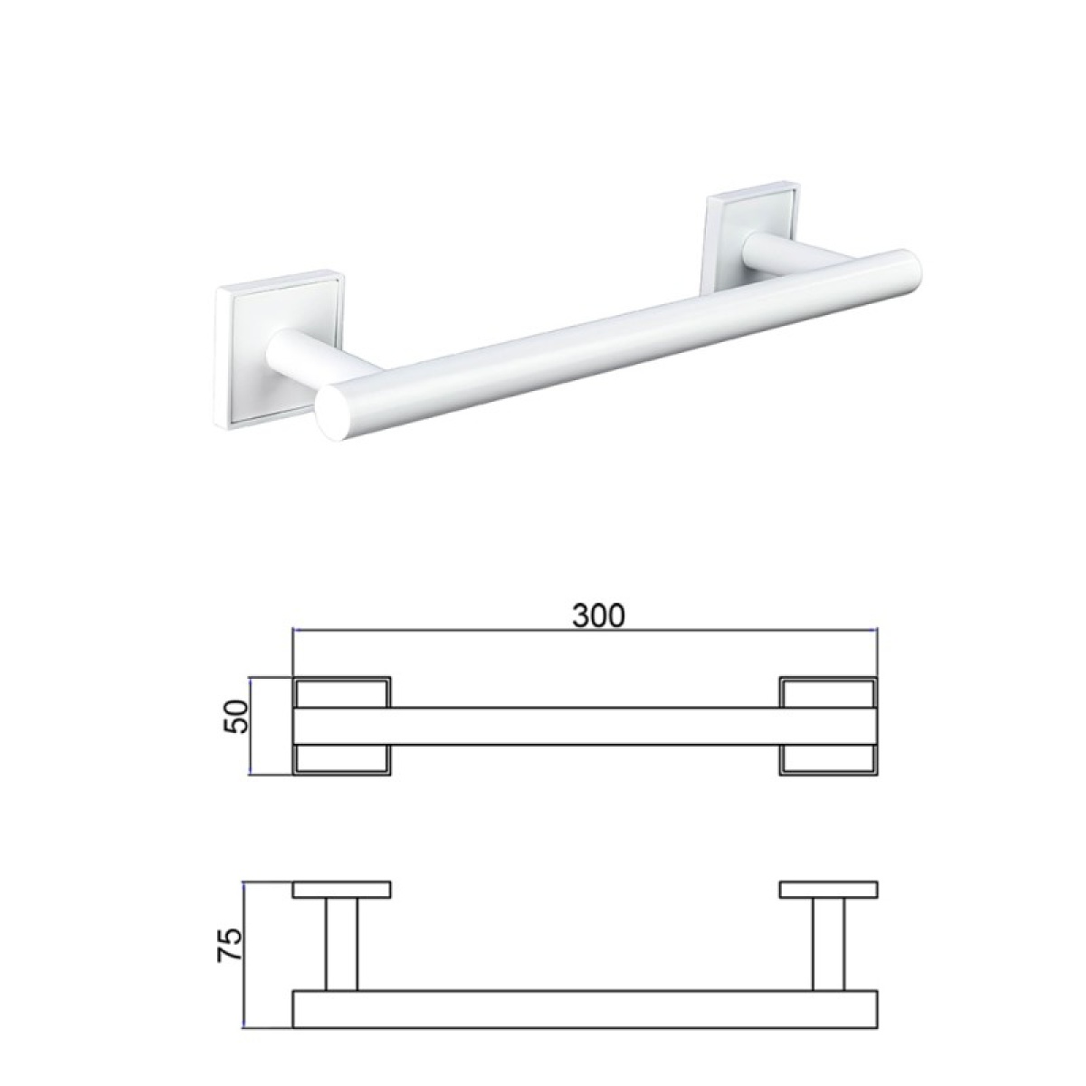 MODENA WHITE MATT βάση για πετσέτα 30cm 3824WM - Image 2
