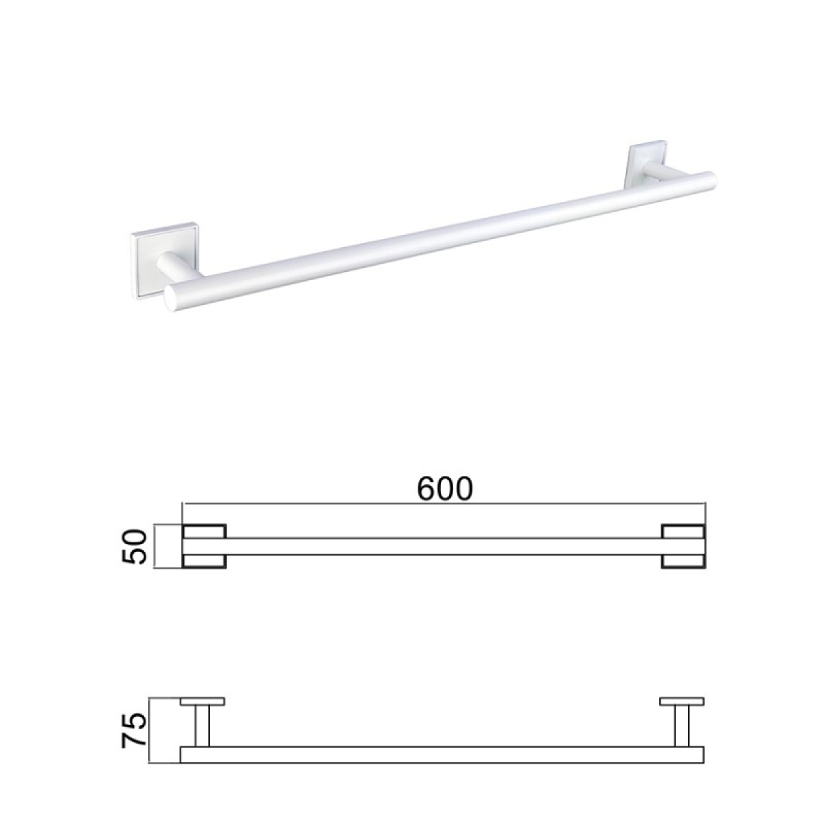 MODENA WHITE MATT βάση για πετσέτα 60cm 3825WM - Image 3
