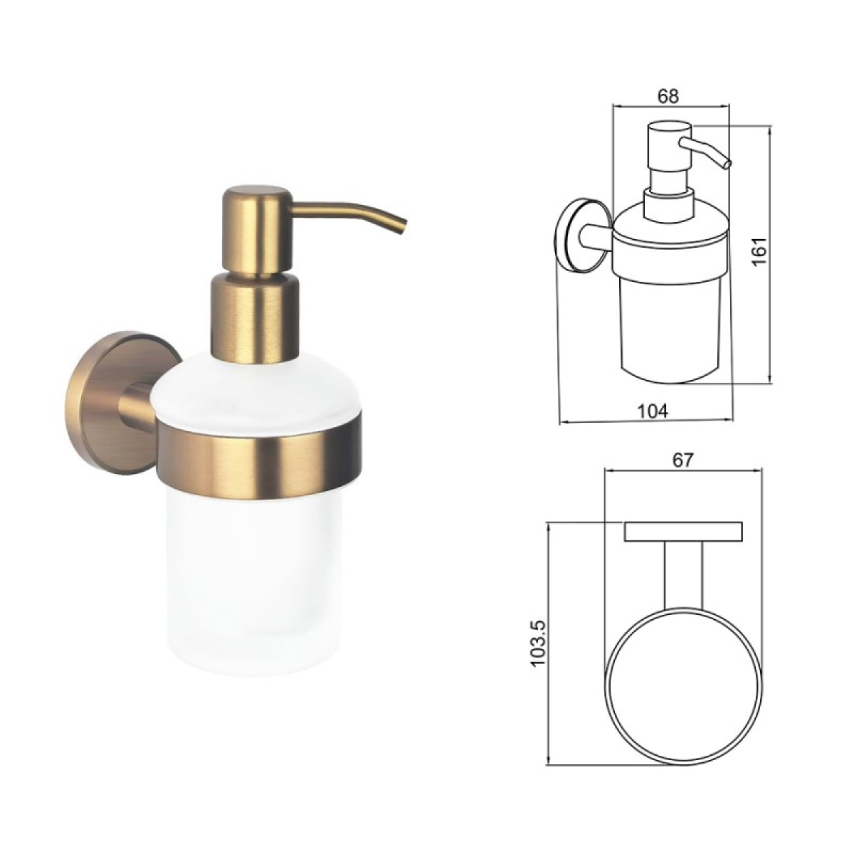 LUSSO BRUSH ROSE GOLD ντισπένσερ 3663BRG - Image 3