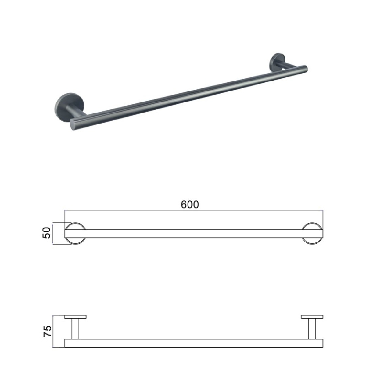 LUSSO GUN GREY βάση για πετσέτα 60cm 3625GG - Image 3