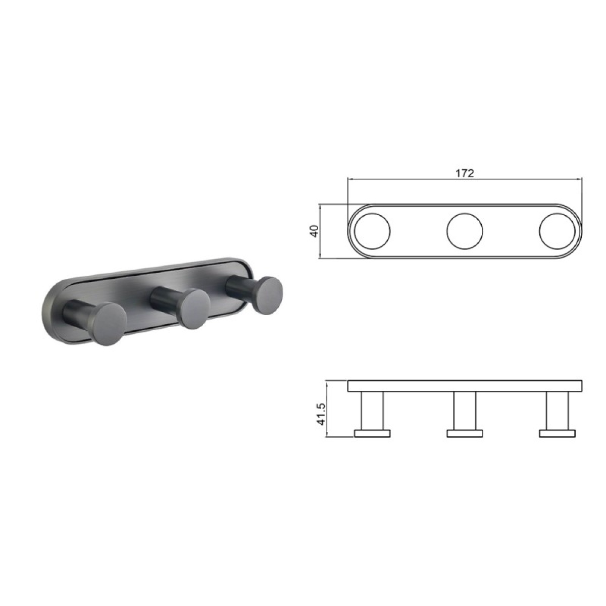 LUSSO GUN GREY τριπλή κρεμάστρα 3653-3GG - Image 2