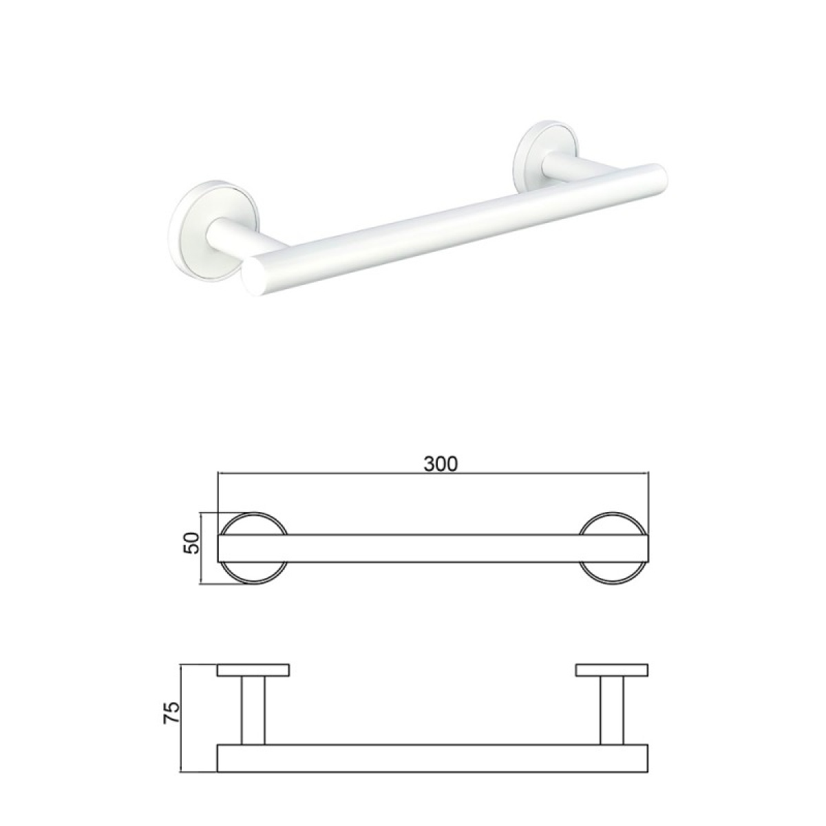 LUSSO WHITE MATT βάση για πετσέτα 30cm 3624WM - Image 3