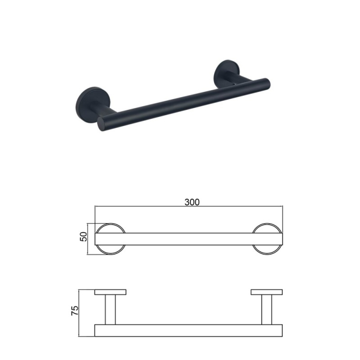 LUSSO BLACK MATT βάση για πετσέτα 30cm 3624BM - Image 3