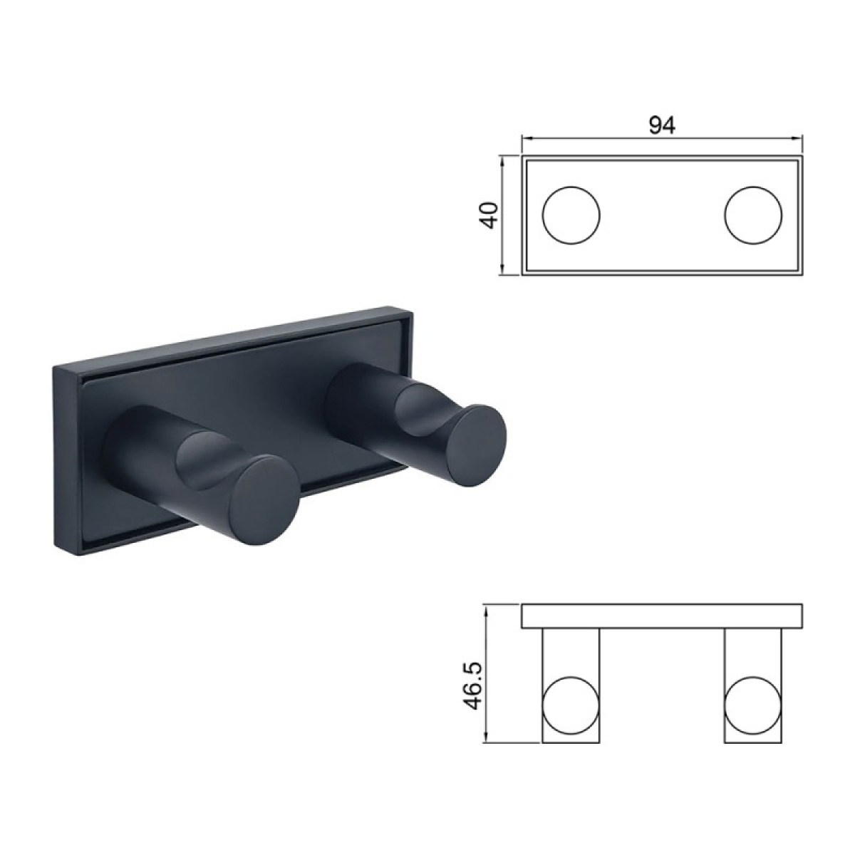 MODENA BLACK MATT διπλή κρεμάστρα 3853-2BM - Image 3