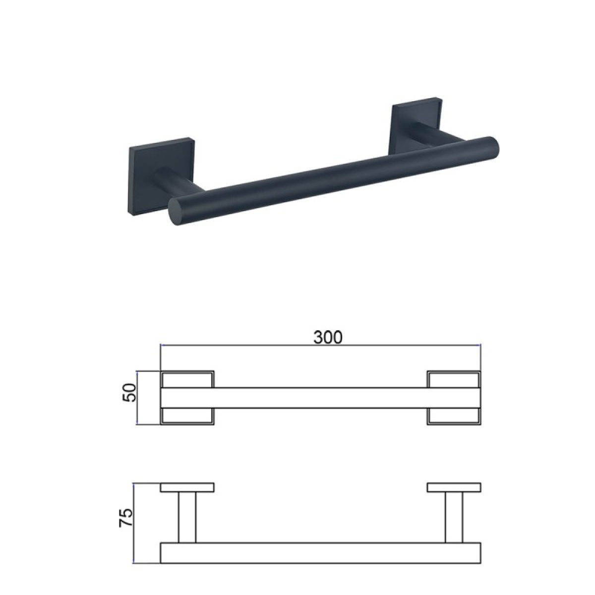 MODENA BLACK MATT βάση για πετσέτα 30cm 3824BM - Image 2