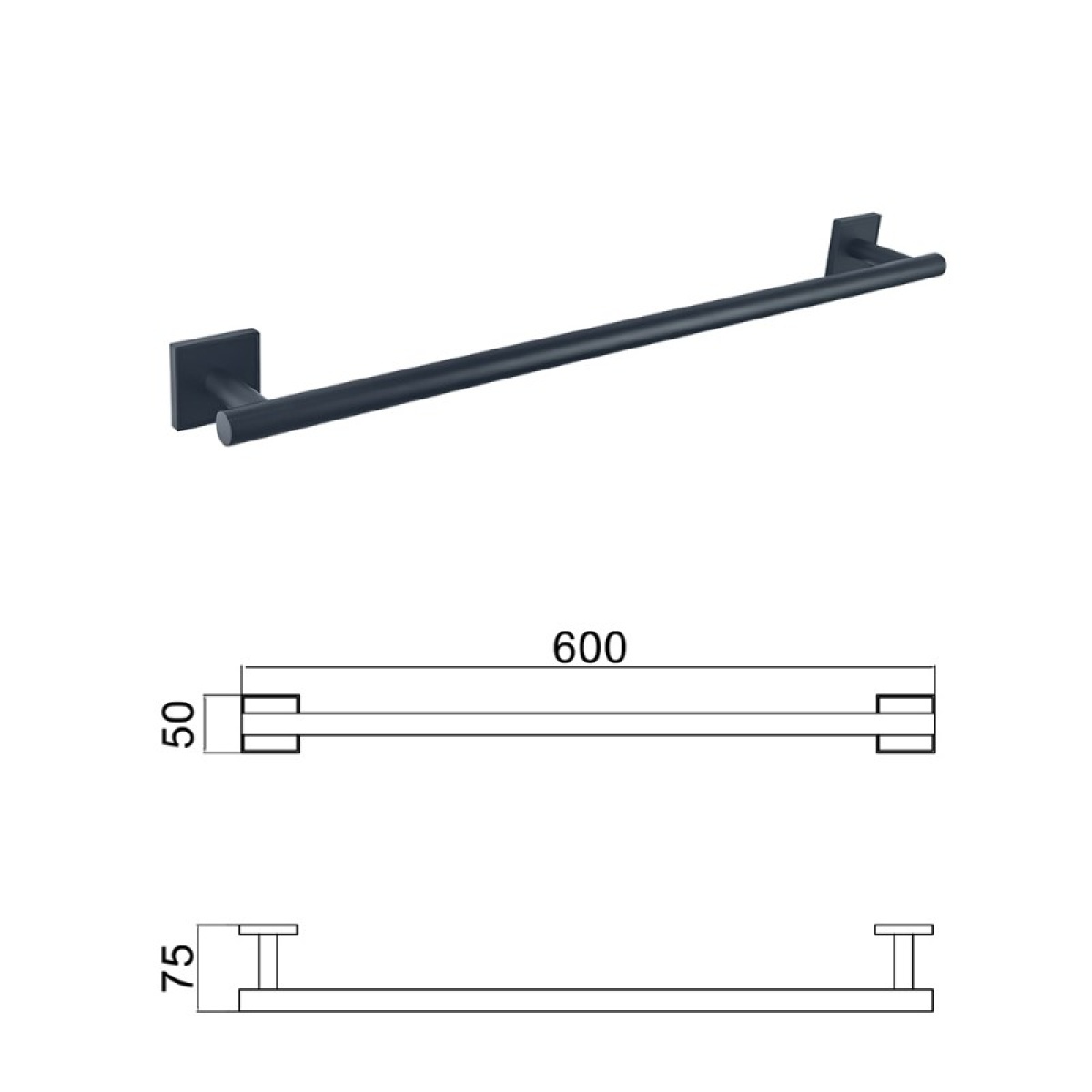 MODENA BLACK MATT βάση για πετσέτα 60cm 3825BM - Image 2
