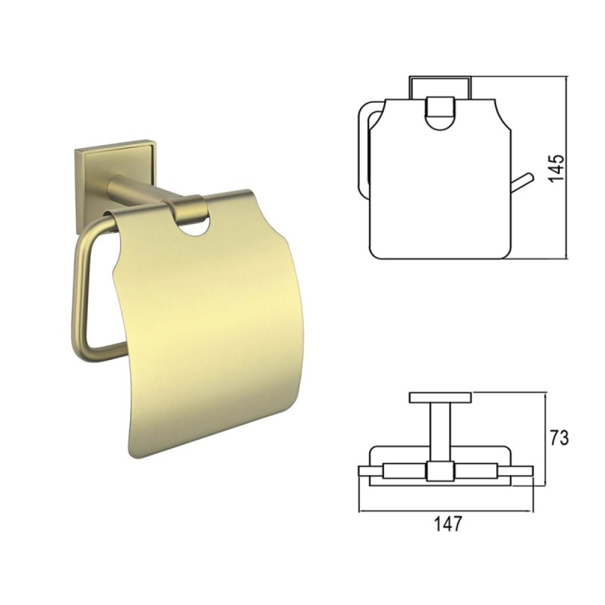 MODENA BRUSH GOLD χαρτοθήκη τουαλέτας με καπάκι 3851BG - Image 3