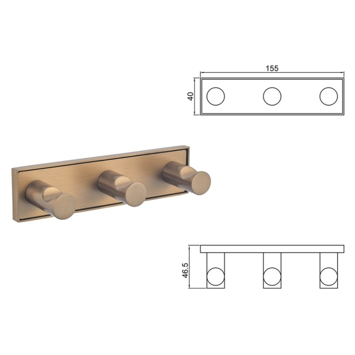 MODENA BRUSH ROSE GOLD τριπλή κρεμάστρα 3853-3BR - Image 2