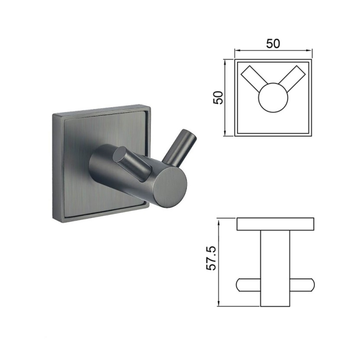 MODENA GUN GREY διπλή κρεμάστρα 3850-2GG - Image 3