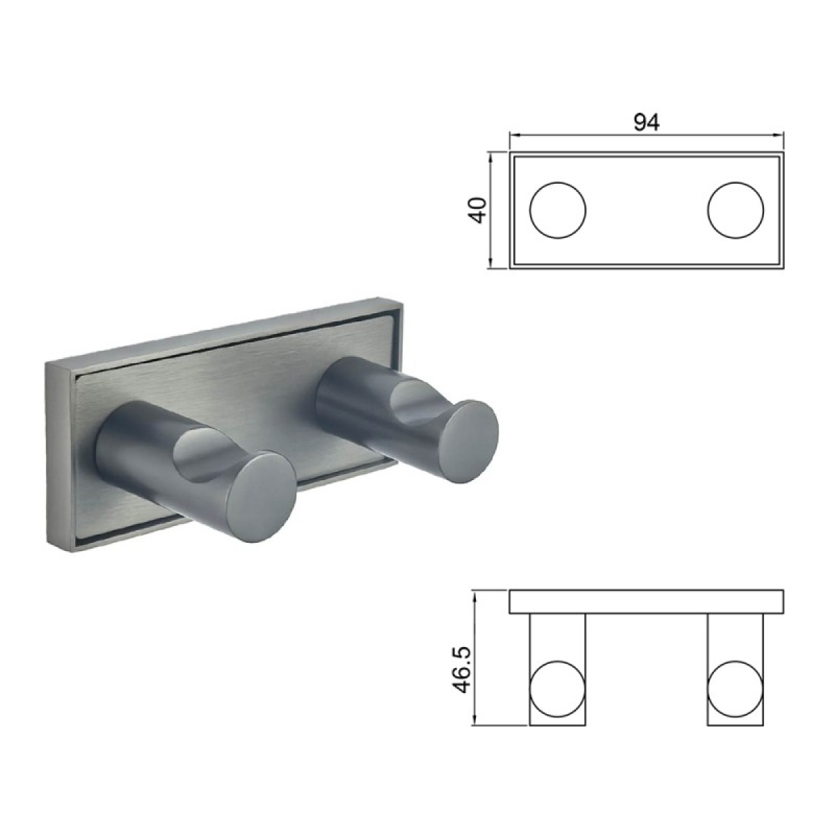 MODENA GUN GREY διπλή κρεμάστρα 3853-2GG - Image 3