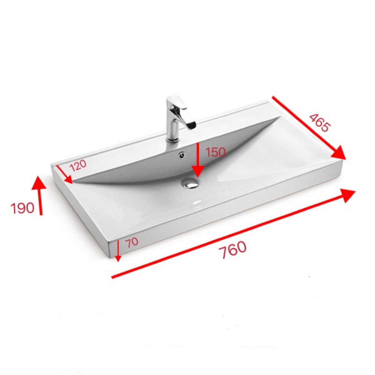 Πορσελάνινος νιπτήρας για έπιπλο MILO 5953W 76CM - Image 2