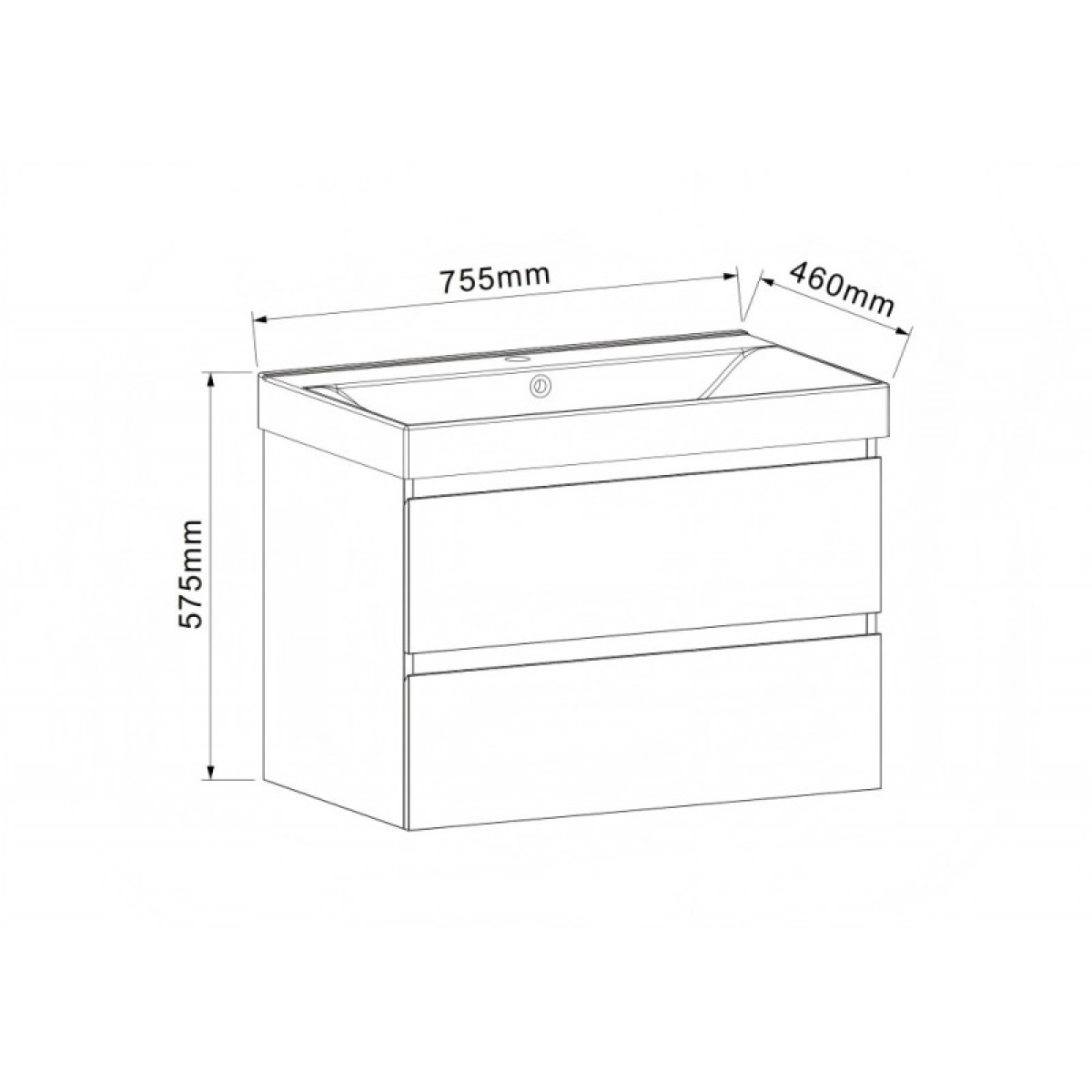 PVC έπιπλο AKADIA-75 6038-75W + νιπτήρας 5953W-76CM - Image 2