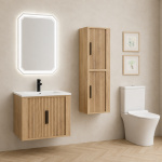 Έπιπλο μπάνιου AREZZO 6045 WOODEN + νιπτήρας 5955 λευκός