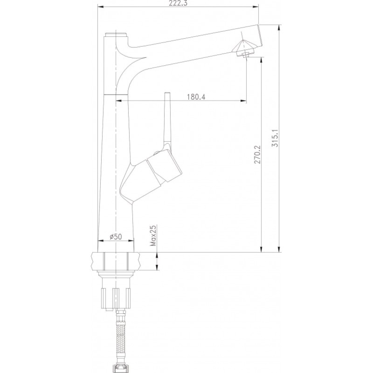 Ορειχάλκινη μπαταρία KITCHEN LINE ICF 7163445C ΧΡΩΜΙΟ - Image 2