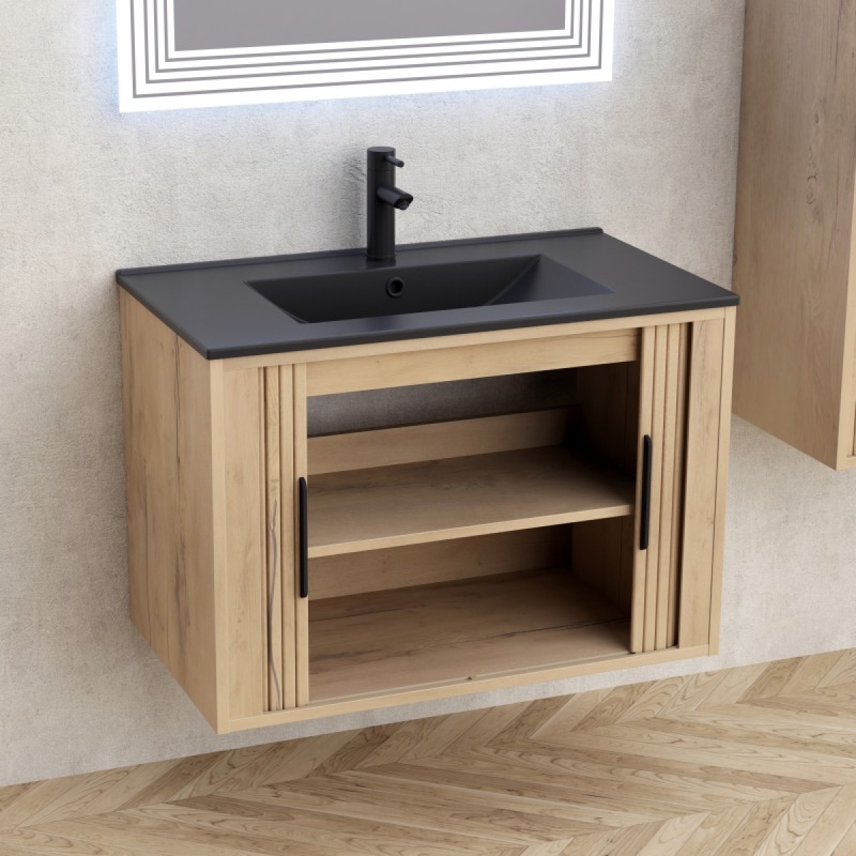 ΕΠΙΠΛΟ ΜΠΑΝΙΟΥ 8045 WOODEN ΜΕ ΝΙΠΤΗΡΑ 8066 ΜΑΥΡΟ ΜΑΤ - Image 2