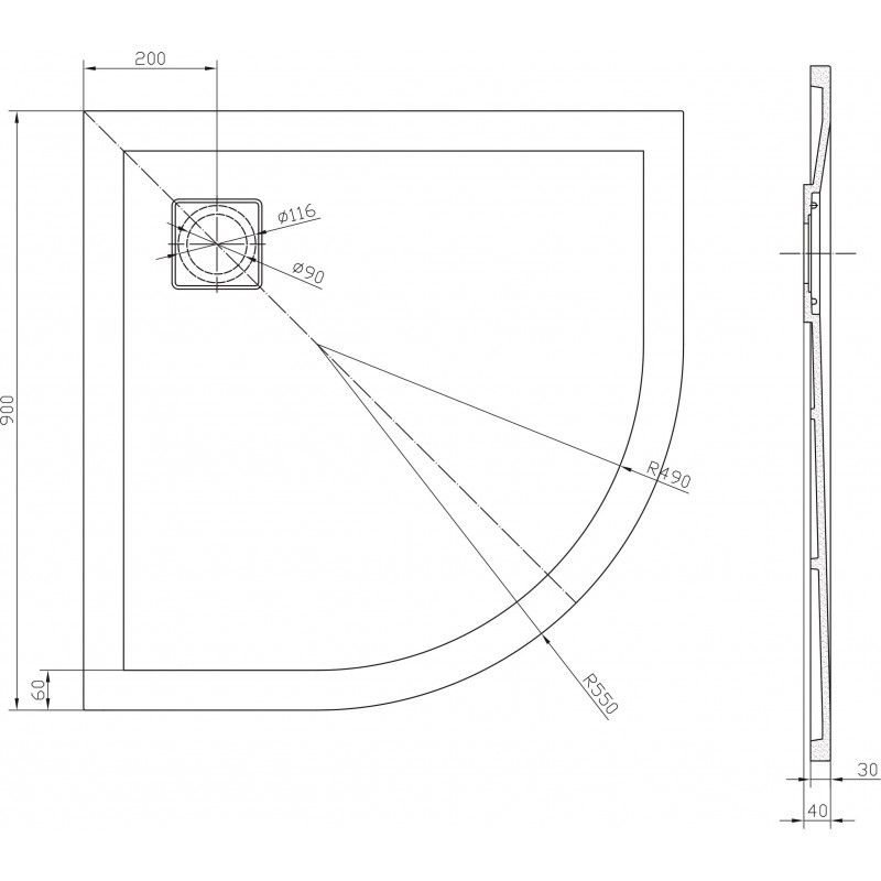 90V-RS-800x800-1 Ντουζιέρα ROUGH STONE ICST 90V RS-3 - Image 1