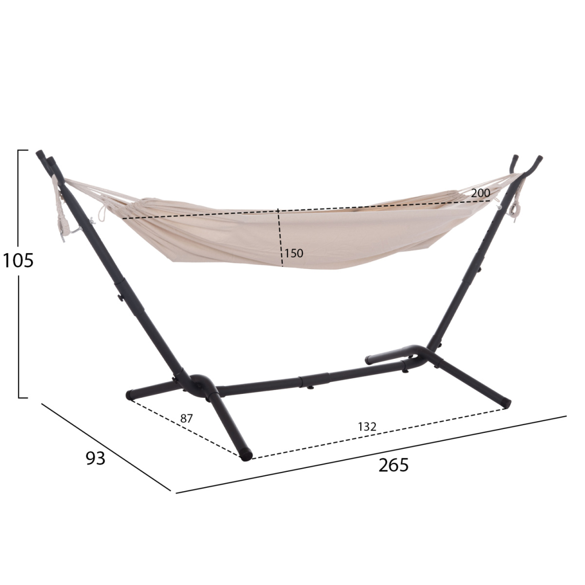 ΑΙΩΡΑ CRAVE HM6304.02 ΑΝΘΡΑΚΙ ΜΕΤΑΛΛΙΚΟΣ ΣΚΕΛΕΤΟΣ--ΜΠΕΖ ΥΦΑΣΜΑ 265x93x105Υεκ - Image 2