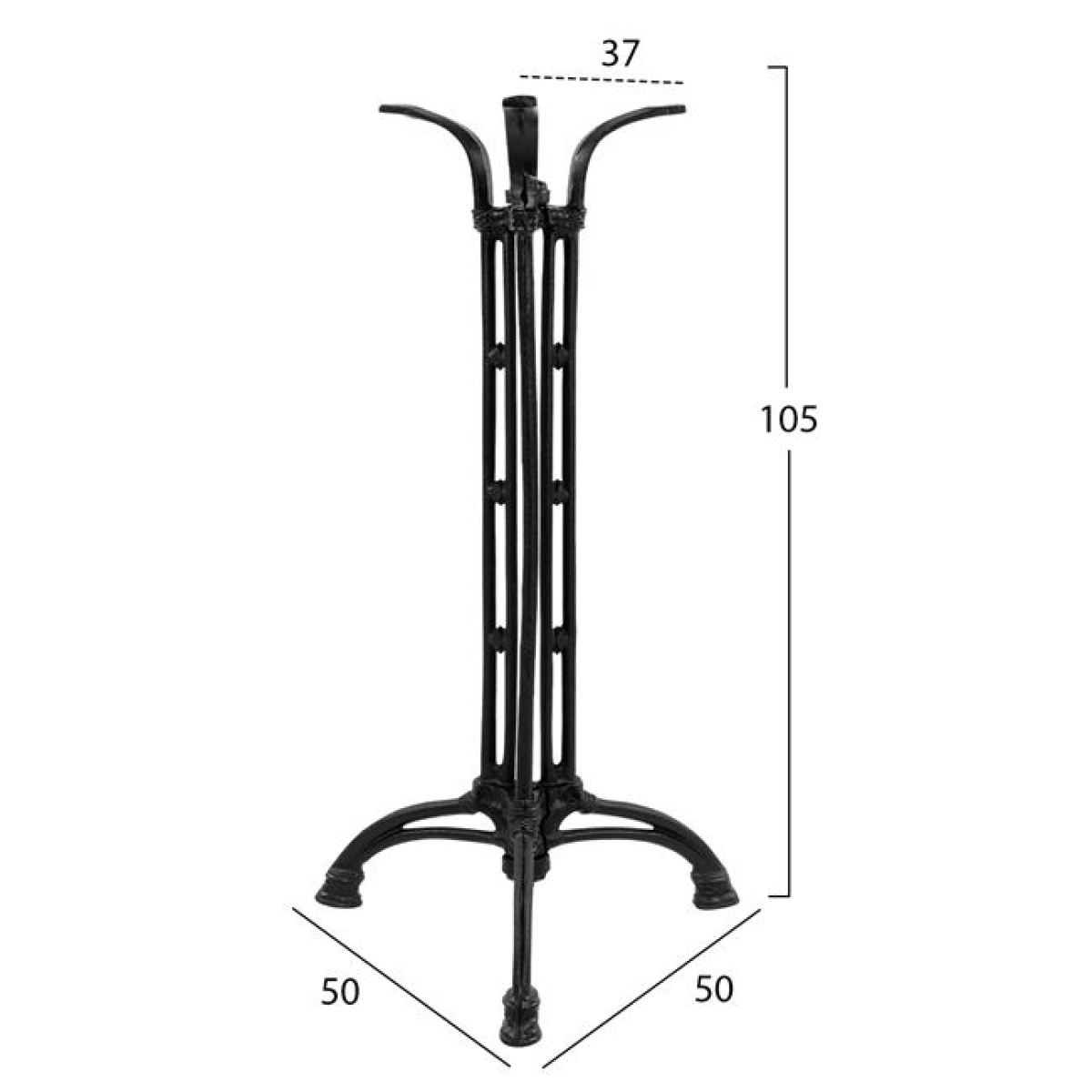 ΒΑΣΗ BAR ΑΠΟ ΜΑΝΤΕΜΙ HM446 3ΝΥΧΗ ΣΕ ΜΑΥΡΟ ΧΡΩΜΑ 50X50X105 - Image 2
