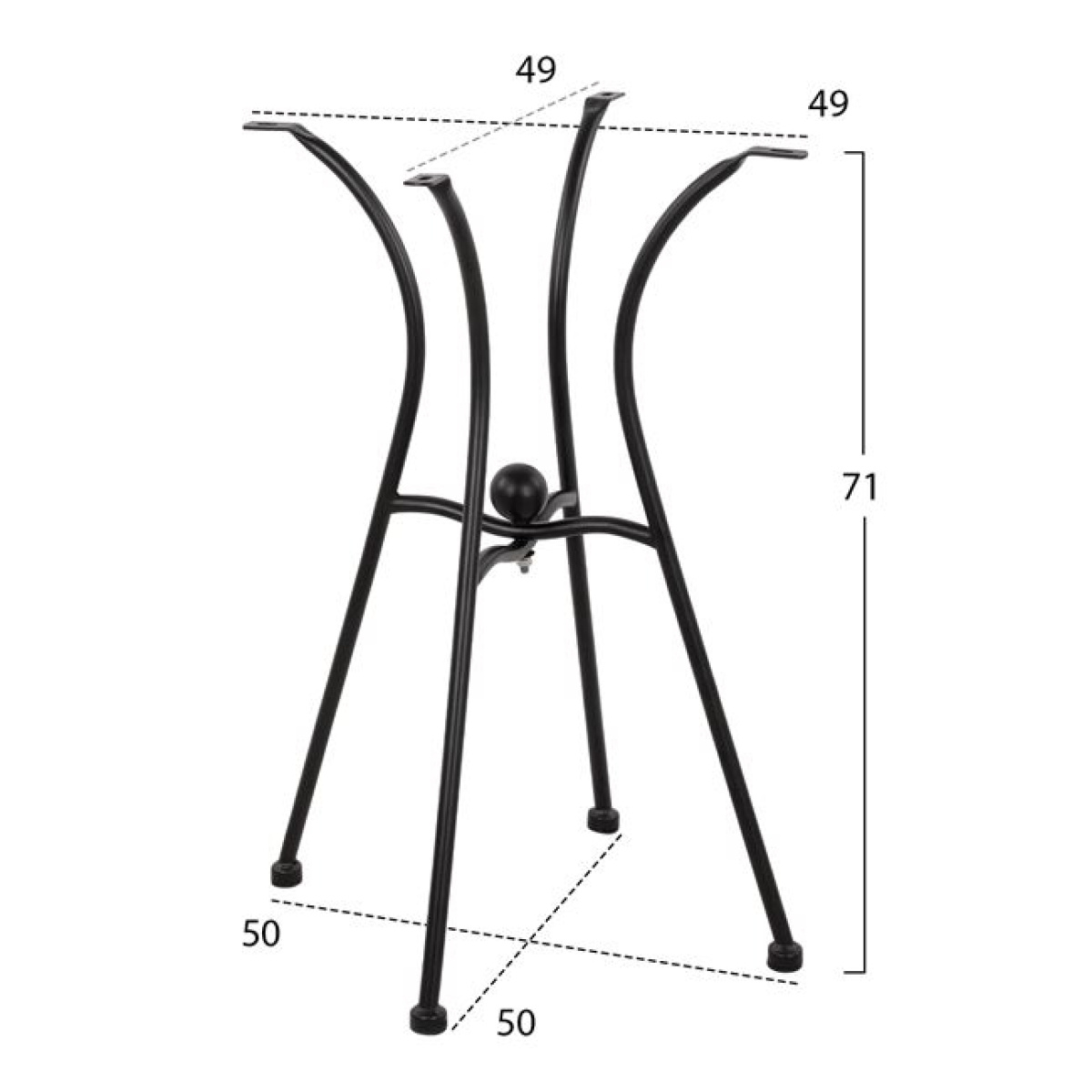 ΒΑΣΗ ΜΕΤΑΛΛΙΚΗ HM466 4NYXH ΣΕ ΜΑΥΡΟ ΧΡΩΜΑ 50x50 cm. - Image 2