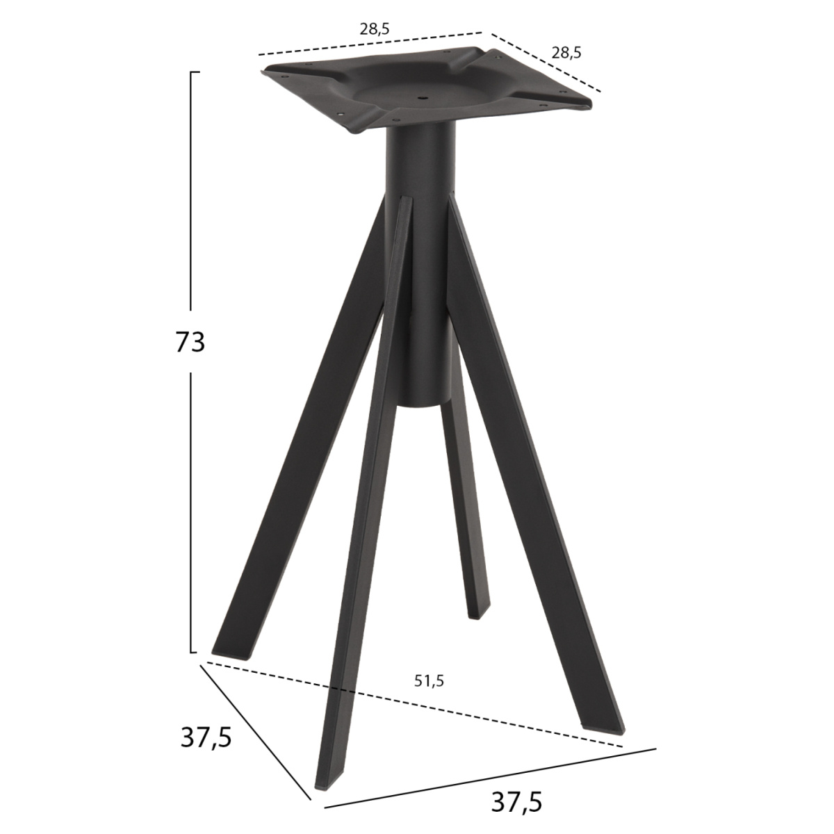 ΒΑΣΗ ΤΡΑΠΕΖΙΟΥ ΜΑΥΡΗ ΜΕΤΑΛΛΙΚΗ ΗΜ5918 37,5x37,5x73Y εκ. - Image 2