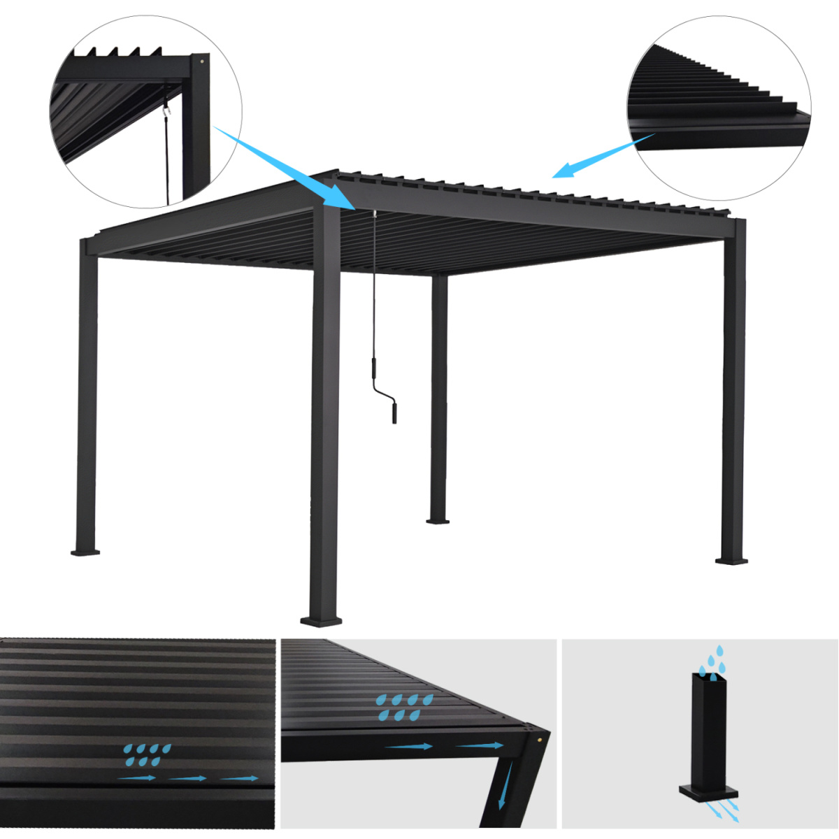 ΒΙΟΚΛΙΜΑΤΙΚΗ ΠΕΡΓΚΟΛΑ ΑΛΟΥΜΙΝΙΟΥ DOMECIL HM6611.01 ΜΕ ΜΕΤΑΛ. ΠΕΡΣΙΔΕΣ--300x300x240Υ - Image 3