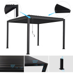 ΒΙΟΚΛΙΜΑΤΙΚΗ ΠΕΡΓΚΟΛΑ ΑΛΟΥΜΙΝΙΟΥ DOMECIL HM6611.01 ΜΕ ΜΕΤΑΛ. ΠΕΡΣΙΔΕΣ--300x300x240Υ - Image 3