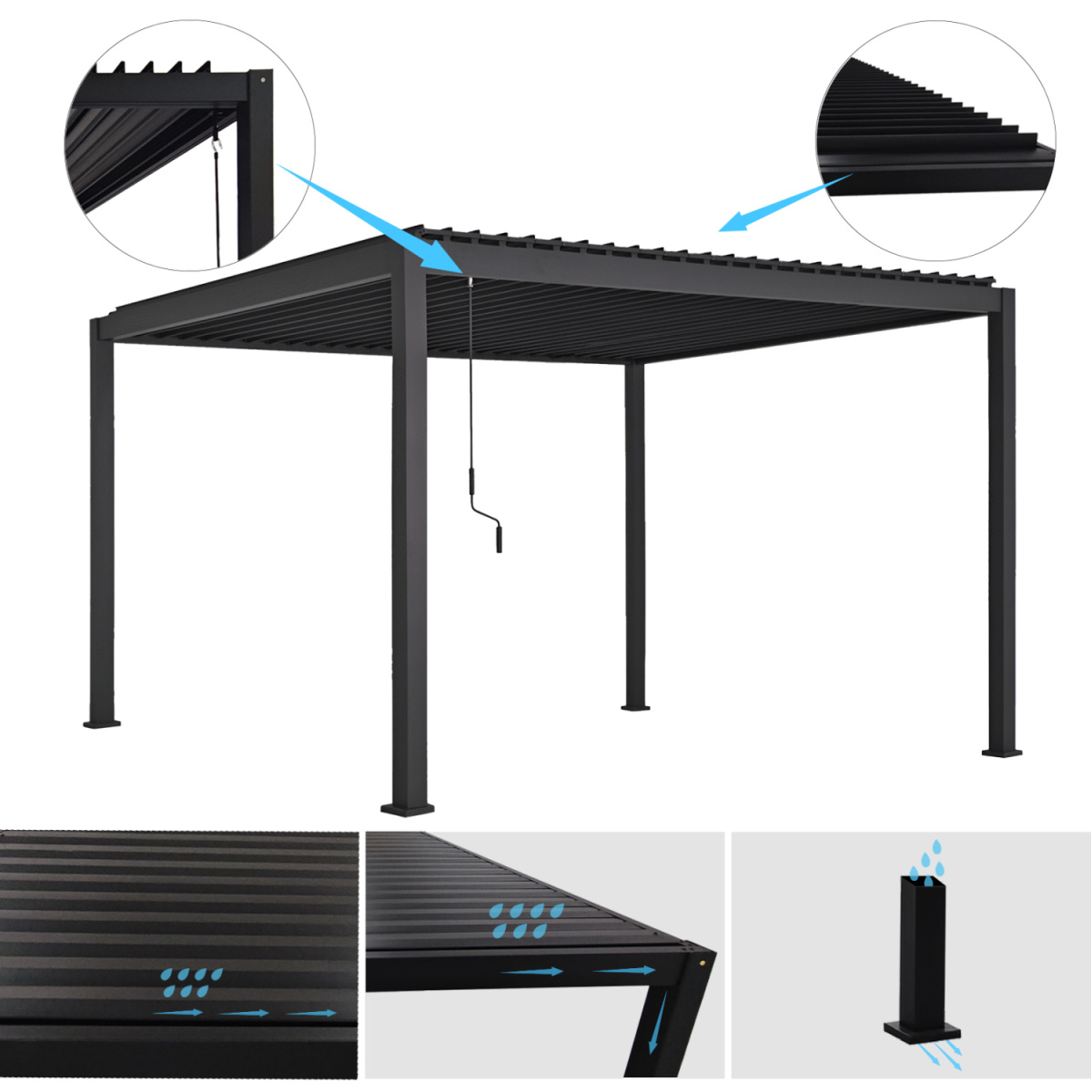ΒΙΟΚΛΙΜΑΤΙΚΗ ΠΕΡΓΚΟΛΑ ΑΛΟΥΜΙΝΙΟΥ DOMECIL HM6612.01 ΜΕ ΜΕΤΑΛ. ΠΕΡΣΙΔΕΣ--300x400x240Υ - Image 3