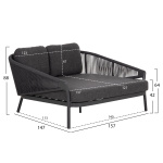 DAYBED ΣΕΙΡΑ XANTION ΗM6474.01 ΣΚΟΥΡΟ ΓΚΡΙ ΑΛΟΥΜΙΝΙΟ-ΣΧΟΙΝΙ-OLEFIN 157x147x88Υεκ - Image 2