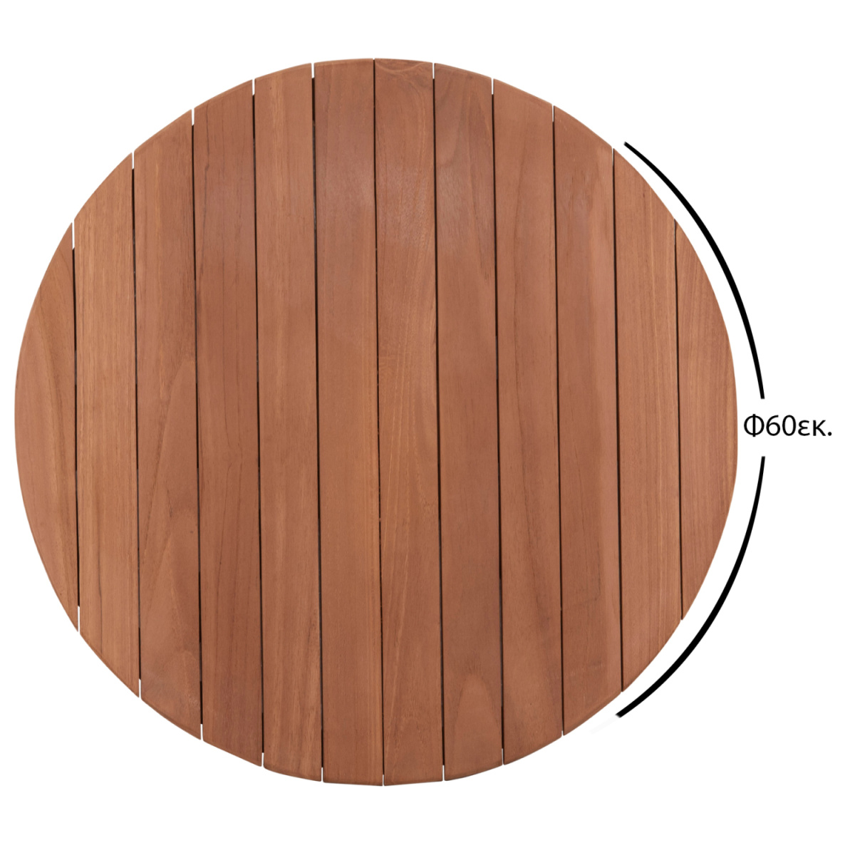 ΕΠΙΦΑΝΕΙΑ ΤΡΑΠΕΖΙΟΥ ΣΤΡΟΓΓΥΛΗ HM18132 ΞΥΛΟ TEAK--ΦΥΣΙΚΟ Φ60x4(πάχος)εκ. - Image 2