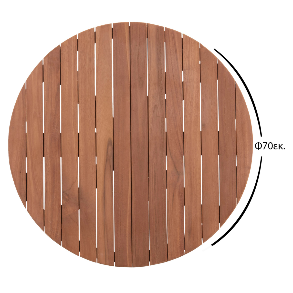 ΕΠΙΦΑΝΕΙΑ ΤΡΑΠΕΖΙΟΥ ΣΤΡΟΓΓΥΛΗ HM18133 ΞΥΛΟ TEAK--ΦΥΣΙΚΟ Φ70x4(πάχος)εκ. - Image 2