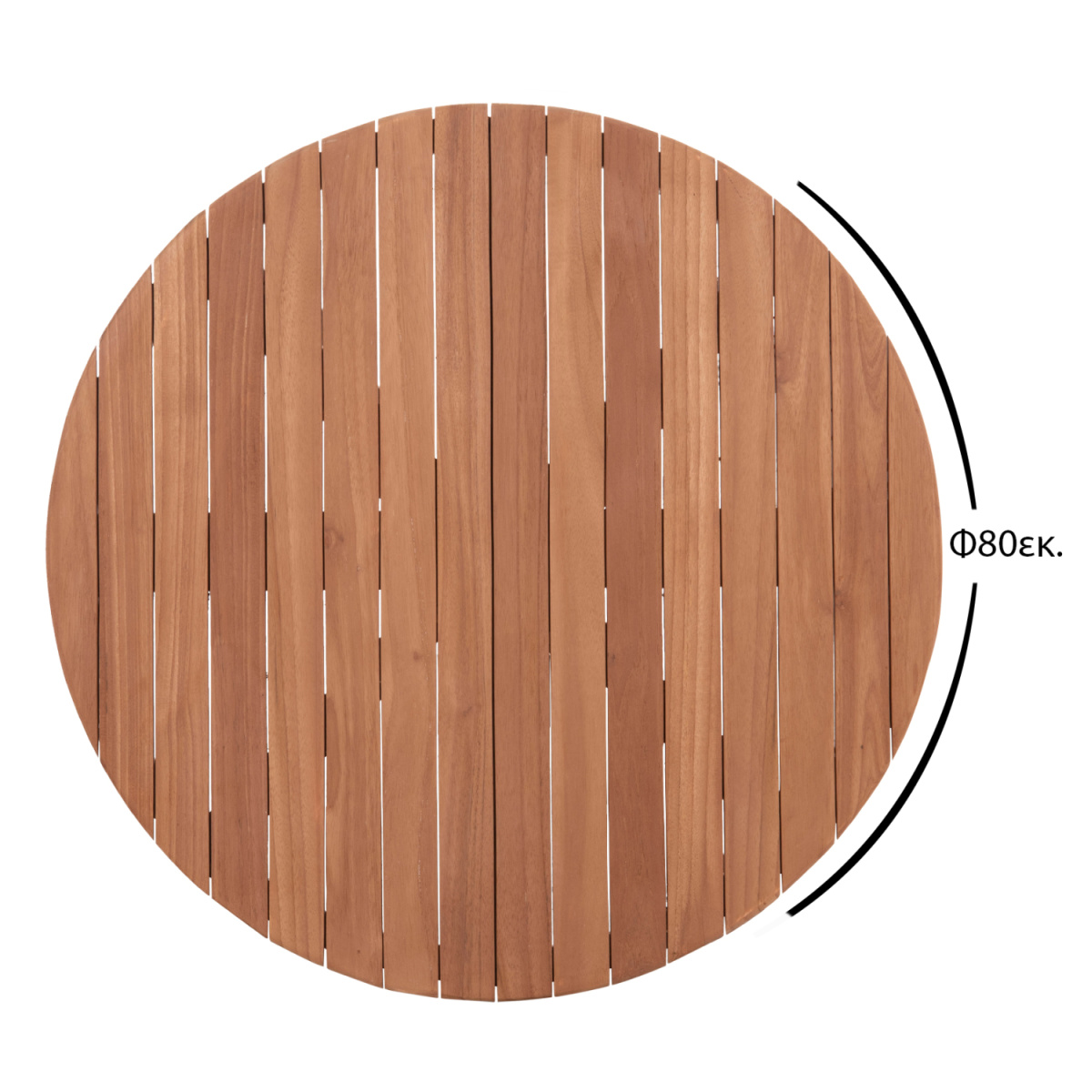 ΕΠΙΦΑΝΕΙΑ ΤΡΑΠΕΖΙΟΥ ΣΤΡΟΓΓΥΛΗ HM18134 ΞΥΛΟ TEAK--ΦΥΣΙΚΟ Φ80x4(πάχος)εκ. - Image 2